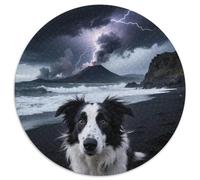 Sled Dogs 1000 Pieces Jigsaws Stress Reliever Difficult Challenge for Adults Kids Creative Cute Pets Circular Puzzle Family Game Gifts And Gifts (67.5x67.5cm)
