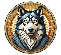 Sled Dogs 1000 Pieces Jigsaws Stress Reliever Difficult Challenge for Adults Kids Creative Cute Pets Creative Round Jigsaw Puzzles Family Game Gifts And Gifts (67.5x67.5cm)