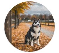 Sled Dogs 1000 Pieces Jigsaws Stress Reliever Difficult Challenge for Adults Kids Puzzle Puzzle Cute Pets Creative Round Jigsaw Puzzles Family Game Gifts And Gifts (67.5x67.5cm)