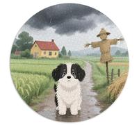 Sled Dogs 1000 Pieces Jigsaws Stress Reliever Difficult Challenge for Adults Kids Unique Challenge Games Cute Pets Round Home Decor Gifts And Gifts (67.5x67.5cm)