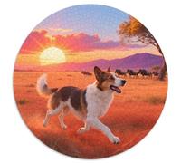 Sled Dogs 1000 Pieces Jigsaws Stress Reliever Difficult Challenge for Adults Kids Unique Challenge Games Cute Pets Round Home Decor Gifts And Gifts (67.5x67.5cm)