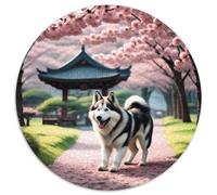 Sled Dogs 1000 Pieces Jigsaws Stress Reliever Difficult Challenge for Adults Kids Unique Challenge Games Cute Pets Round Puzzles Home Decor Gifts And Gifts (67.5x67.5cm)