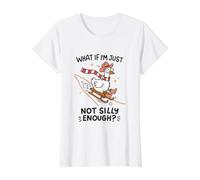 Sled Down a Hill Goose Not Silly Enough Funny Value Graphic T-Shirt, Women, White, L