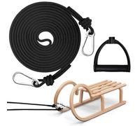 Sledge Rope Pull Rope 4 m with Carabiner, Plastic Handle, Nylon Sledge Lead for Sledges Children (Black)