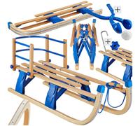 Sledge Snow Wooden Children's Sled Foldable Child's Toboggan Backrest Pull Rope