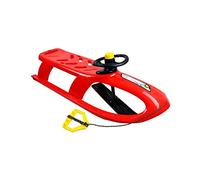 Plastic Kids Sledge with Skids & Steering Wheel Sled Rope Handle Winter Fun Kid
