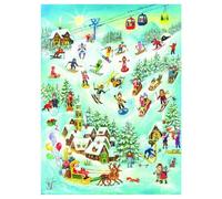 Sledging and Skiing Richard Sellmer Advent Calendar 355 x 265 mm glitter