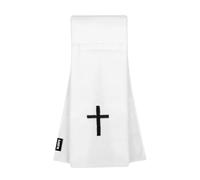 SLEEFS Football Towel - Cotton Quarterback QB Towel for The Football Field - Bi-Fold Hook & Loop Closure - Thin Sports Towel - Men/Youth/Boys/Adults - Faith Cross White