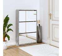 Sleek 2 Drawer Mirrored Shoe Cabinet - Slim Storage nizer with Flip Drawers for Hallway, Entryway Stand Rack, Modern Sideboard Unit, 63x17x67 cm