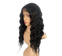 SLEEK 25‘’ Lace Front Wigs Synthetic and Human hair Mixed Wig Blended Wig Loose Wave Wig Centre Parting Wigs For Women 200g-1B