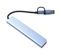 Sleek Aluminum Body USB Hub Featuring Multiple Connections Including Charging Functionality for Modern Devices (Silver)