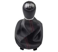 Sleek and Stylish Gear Shift Knob with Leather Boot Ideal Fitment for All Manual Transmission Vehicles of The Same Type (5 Speed red line)