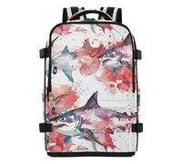Sl ackpack For School Watercolor Ocean Animal Shark Pearl Red And