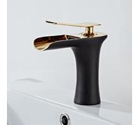 Sl lack & Chrome Modern Bathroom Sink Faucet - Single Hole Mixer Tap Easy Installation Stylish Waterfall Design for Elegant Home Decor