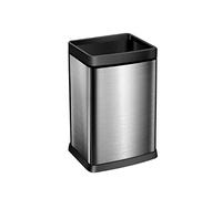 Sleek Black Stainless Steel Trash Can 12L/15L/18L/25L - Uncovered Garbage Bin for Kitchen, Bathroom, Office & Living Room - Large Capacity Waste Basket