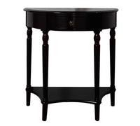 Sl lack Wood Console Table - Stylish Semi-Circle Entryway Table with Drawer & Shelf for Living Room Hallway and Entryway (60x30x80cm / 24x12x31in)