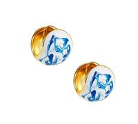 Sl lue and white porcelain ear cuff with sl lue and white porcelain base, lightweight jewelry for sensitive skin