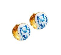 Sleek blue and white porcelain ear cuffs with copper base, for sensitive skin, lightweight jewelry, handmade teal earclips for daily wear, フリーサイズ