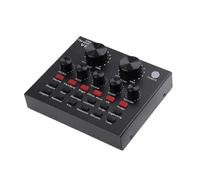 Sleek Classic V8 Sound Card, Streaming Audio Mixer, Live Streaming Soundboard, Podcast Production Studio Equipment 14.1x10.8x4.5cm for Live Streaming, Karaoke, Black Color