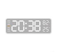 Sleek Design 9 Inch Digital Wall Clock USB Powered with Bright LED Display Showing Time and Humidity Information (White shell 5513)