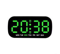 Sleek Design Digital Alarm Clock Providing Comprehensive Information Date, Week, Temperature Readings at a Glance (Green)