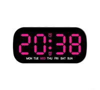 Sleek Design Digital Alarm Clock Providing Comprehensive Information Date, Week, Temperature Readings at a Glance (Rose Red)