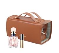 Sleek Design Makeup Brush Travel Case, Waterproof Makeup Brush Bag, Leather Cosmetic Bag, Decorative Compartments Makeup Bag 25 x 12 x 12 cm for Home, Indoor, Pink, Black, White, Brown Colour, brown,