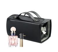 Sleek Design Makeup Brush Travel Case, Waterproof Makeup Brush Bag, Leather Cosmetic Bag, Decorative Compartments Makeup Bag 25 x 12 x 12 cm for Home, Indoor, Pink, Black, White, Brown Colour, Black,