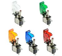 Sleek Design Missile Style Flick Cover LED Toggle Switch for Car Dash, 12V Available in Red, Blue, White, Green, Yellow (green)