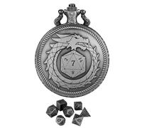 Sl ice Pocket Watch, Polyhedral Dice Watch, Decorative Polyhedral Dice Case, Role Playing Dices Accessories for Travel, Indoor, Outdoor, Present, Bronze, Silver Color