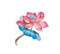 Sleek Lotus Shape Brooch Colorful Enamel Artwork Flower Pin Handmade Jewelry Accessories