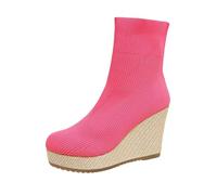 Sleek mid-height boots with a slim heel - the perfect alternative to chic everyday ankle boots., Hot Pink, 8 UK
