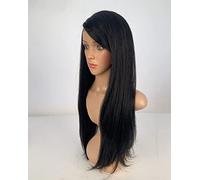 SLEEK Mixed Human and Synthetic Hair Lace Front Wig - 30'' Long Straight With 4'' Parting, Side Part, Heat-Friendly - Stella (STELL1B)