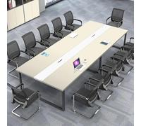 Sleek Modern Conference TableWhite Office Desk with Cable Management Sturdy Black Metal Frame Seats 812 Ideal for Meetings Team Collaboration & Professional Spaces