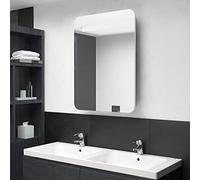 Sleek Modern LED Bathroom Cabinet 60x11x80 cm Solid Oak & Melamine Soft-Close Hinges 2 Adjustable Shelves Slim Storage for Guest & Hallway Stylish Design