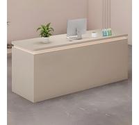 Sleek Modern Reception Desk with Hidden LED Lighting, Spacious Counter for Office & Waiting Areas, Stylish Wood & White Finish, Perfect for Contemporary Spaces