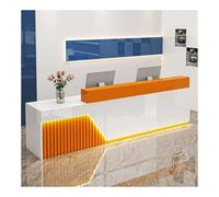 Sleek Modern Reception Desk with LED Lights - Stylish Front Counter Table for Lobbies, Salons & Retail Spaces - Elegant Checkout Table (A8 L150CM / 59in) - Perfect for Offices & Retail Displays