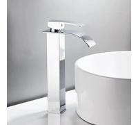 Sleek Modern Tall Single Lever Bathroom Sink Faucet - Stylish Waterfall Design, 1 Hole Mixer Tap, Easy Installation for Contemporary Bathrooms & Luxury Spaces