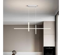 Sleek Modern White LED Linear Pendant Light Fixture - Adjustable Metal Ceiling Lamp for Dining Room & Kitchen Island - Contemporary Design, Easy Installation, Perfect for Home Decor