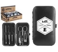 Sleek Mr. Stainless Steel Mens Manicure Kit - High Quality Material - (6-Piece Set) - Perfect Grooming Gift Set