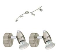 Quad Ceiling Spot Light & 2x Matching Wall Lights Satin Nickel Adjustable Head
