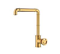Sleek Retro Industrial Brass Kitchen Sink Faucet, Single Handle Hot & Cold Water Mixer Tap, Durable Modern Design for Stylish Kitchens & Bathrooms