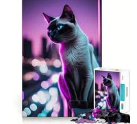 Sleek Siamese Cat 1000 Piece Jigsaw Puzzles for Adults Jigsaw Think Toy Calm Relax Clean Cut Wall Art Decor 38x26cm