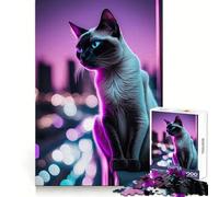 Sleek Siamese Cat 1000 Piece Jigsaw Puzzles for Teenagers Jigsaw Mental Logic Toy Leisure Time Fine Edge 50x75cm