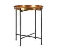 Sleek Small Brass And Black Finish Side Table, Round Top Small Lounge Table, Contemporary Bed Side Table