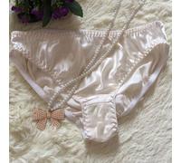 Sleek Solid Thongs Made of Soft Silk for Women, Underwear Choice for All Season Comfort (L White)
