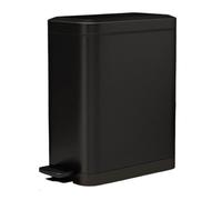 Sleek Stainless Steel Step Trash Can - Narrow Soft-Close Lid with Removable Inner Bucket for Home, Kitchen, Bathroom - 15L Capacity (Black)