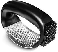 Sleek Style® 2 in 1 Garlic Press Garlic Crusher Kitchen Garlic Rocker Stainless Steel Ginger Crusher, Ergonomic Handle Garlic Peeler, Cleaning Brush Kitchen Tool