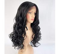 SLEEK Synthetic Lace Front Wig 22’’ Side-Part Curly Wave Synthetic Lace Wig with Baby Hair SPOTLIGHT 101 ADRIANA LACE WIG for Women Heat Resistant Fiber 245g-1B