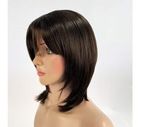 SLEEK Synthetic Wig 15 inches Shoulder Length Long Bobo Wig with Bang for Women Fashion Wig MEAGAN Cosplay Fashion Wig Fiber Wig Adjustable Cap 115g (4)